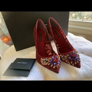 Dolce Gabbana Décolleté Catania DarkRed Lace Pumps